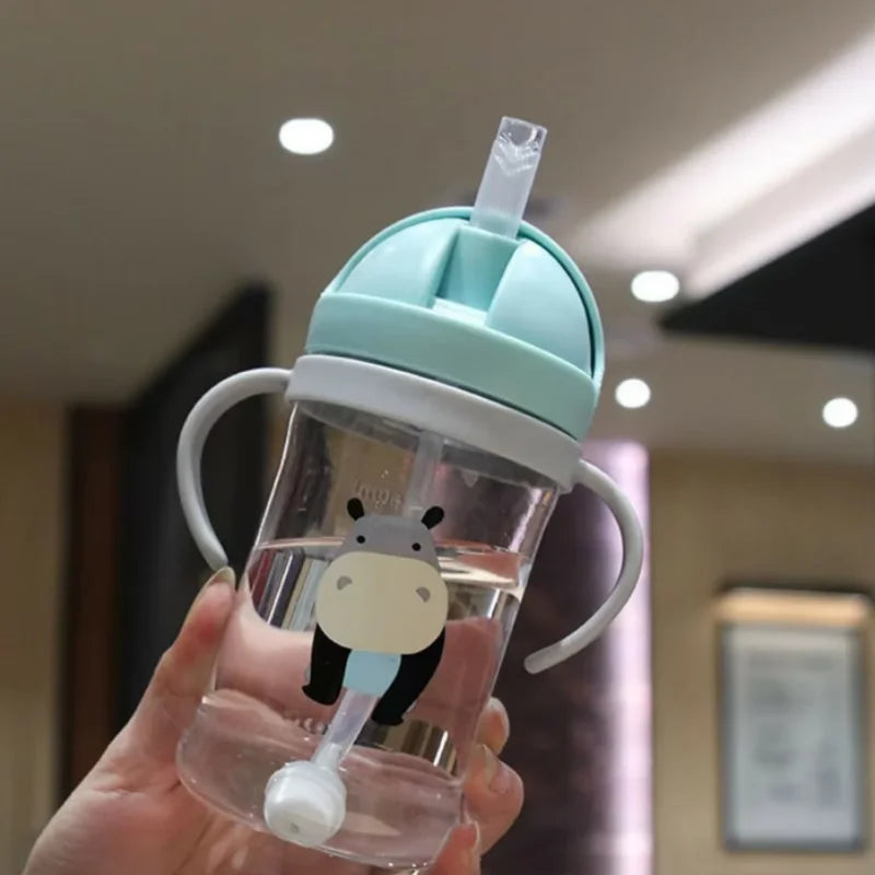 Kids 350ml Drinking Cup with Straw & Gravity Ball – Wide Neck Toddler Feeding Bottle