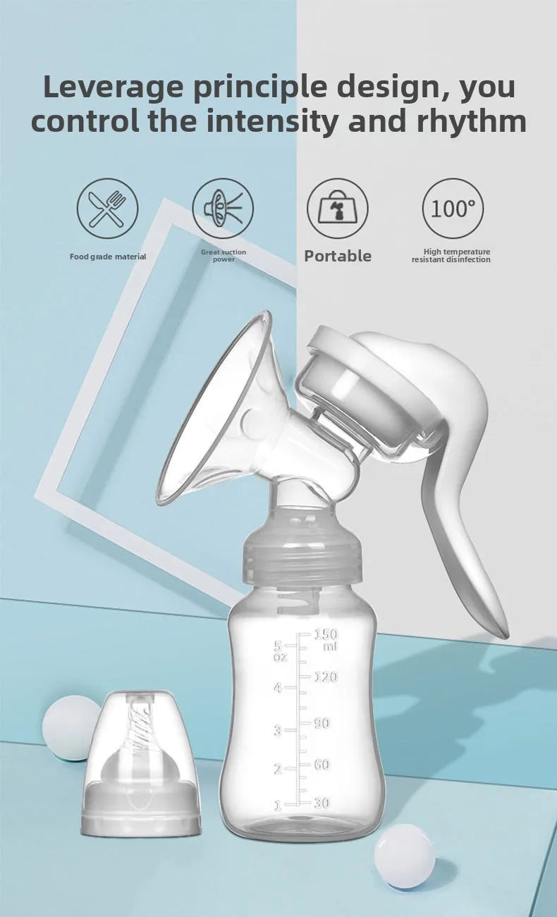Manual Silicone Breast Pump – BPA-Free Piston Pump for Silent Breastfeeding & Milk Storage