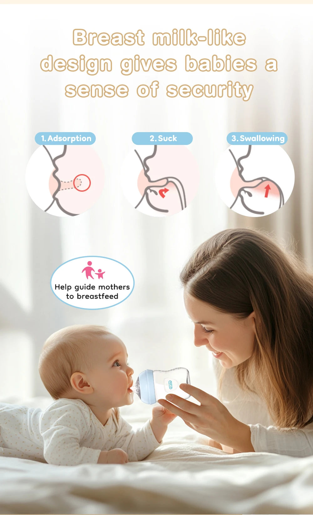 BPA-Free PP Baby Bottle with Handle – Newborn Feeding Bottle 150/240/330ml