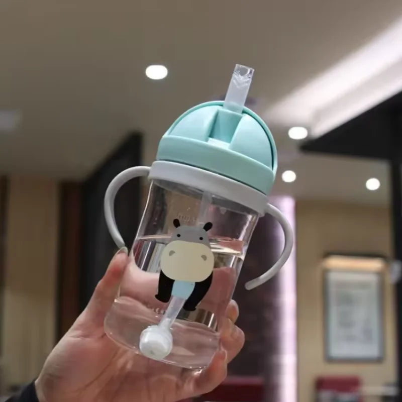Kids 350ml Drinking Cup with Straw & Gravity Ball – Wide Neck Toddler Feeding Bottle