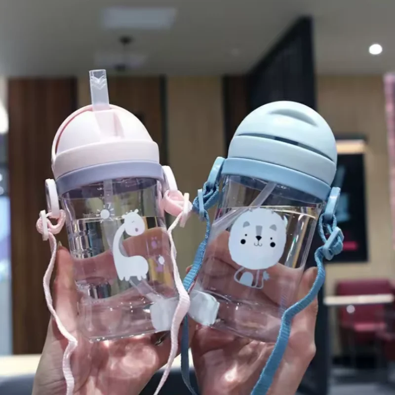 Kids 350ml Drinking Cup with Straw & Gravity Ball – Wide Neck Toddler Feeding Bottle