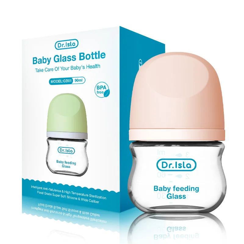 BPA-Free Glass Baby Bottle – Anti-Flatulence Newborn Feeding Bottle 90ml/160ml