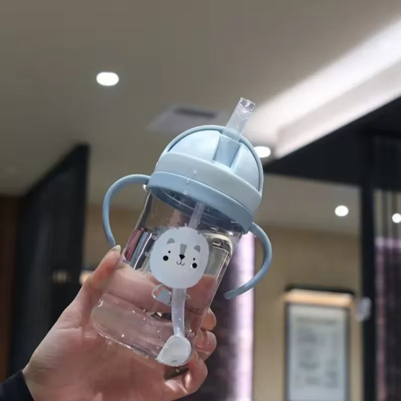 Kids 350ml Drinking Cup with Straw & Gravity Ball – Wide Neck Toddler Feeding Bottle