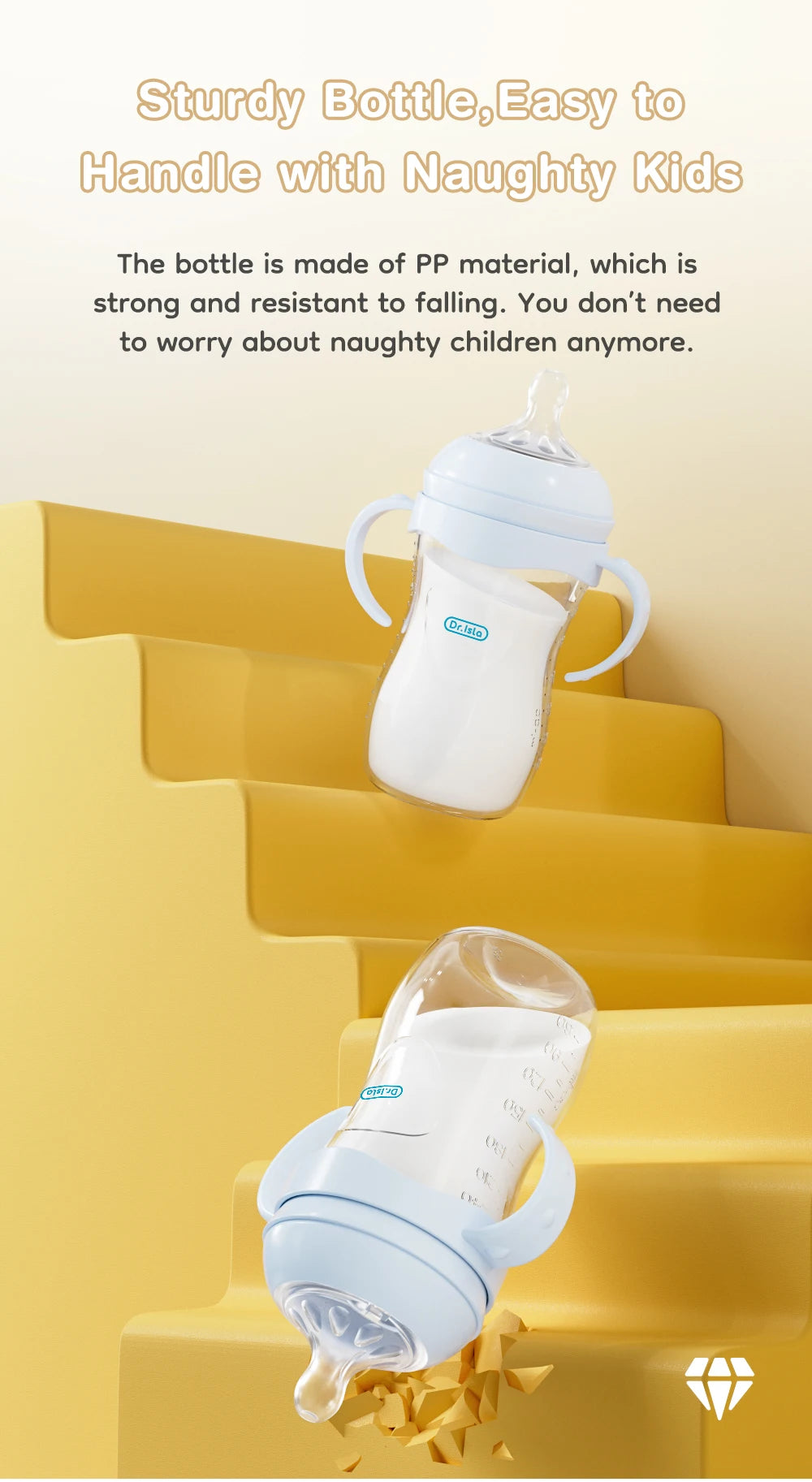 BPA-Free PP Baby Bottle with Handle – Newborn Feeding Bottle 150/240/330ml