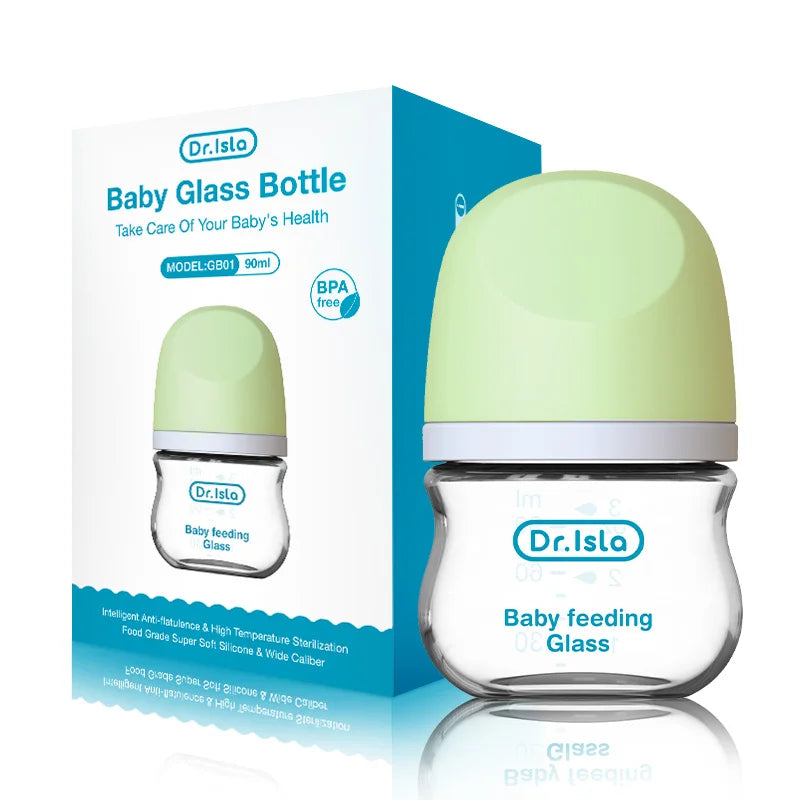 BPA-Free Glass Baby Bottle – Anti-Flatulence Newborn Feeding Bottle 90ml/160ml