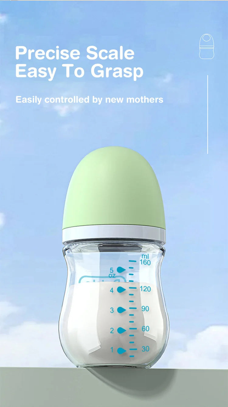 BPA-Free Glass Baby Bottle – Anti-Flatulence Newborn Feeding Bottle 90ml/160ml