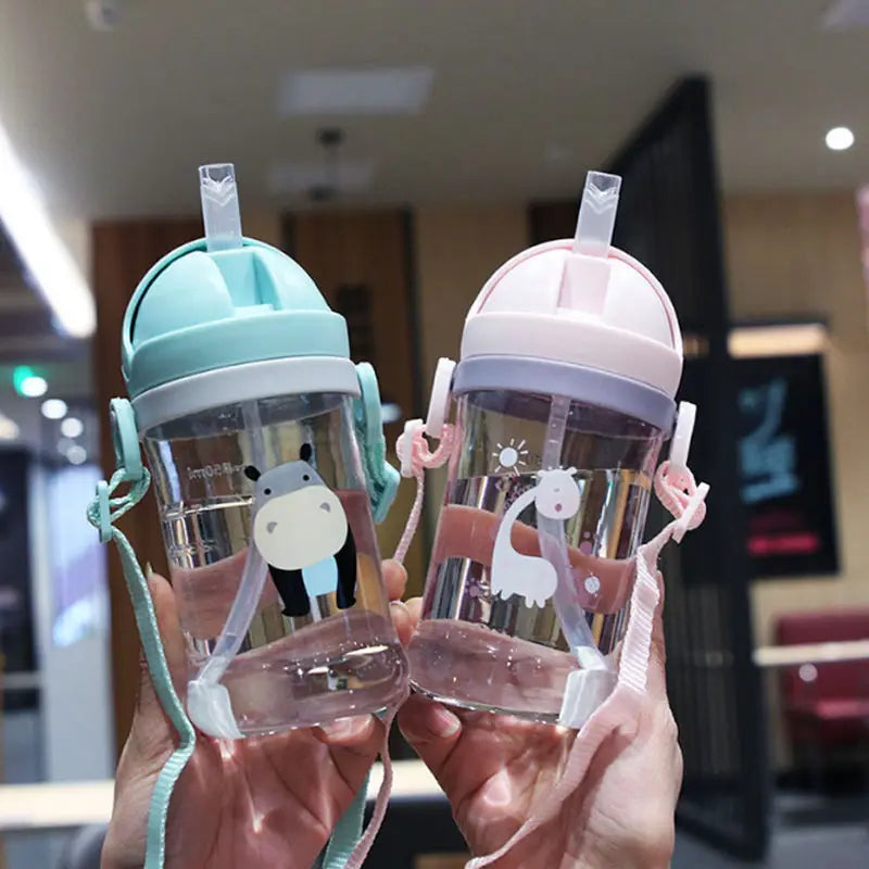 Kids 350ml Drinking Cup with Straw & Gravity Ball – Wide Neck Toddler Feeding Bottle