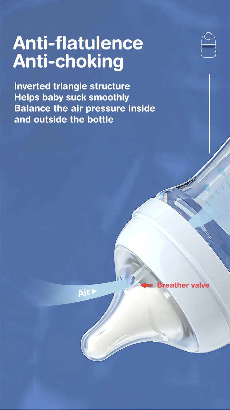 BPA-Free Glass Baby Bottle – Anti-Flatulence Newborn Feeding Bottle 90ml/160ml