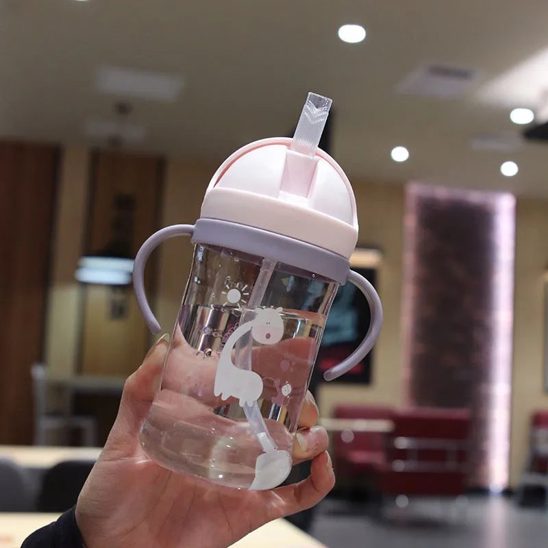 Kids 350ml Drinking Cup with Straw & Gravity Ball – Wide Neck Toddler Feeding Bottle