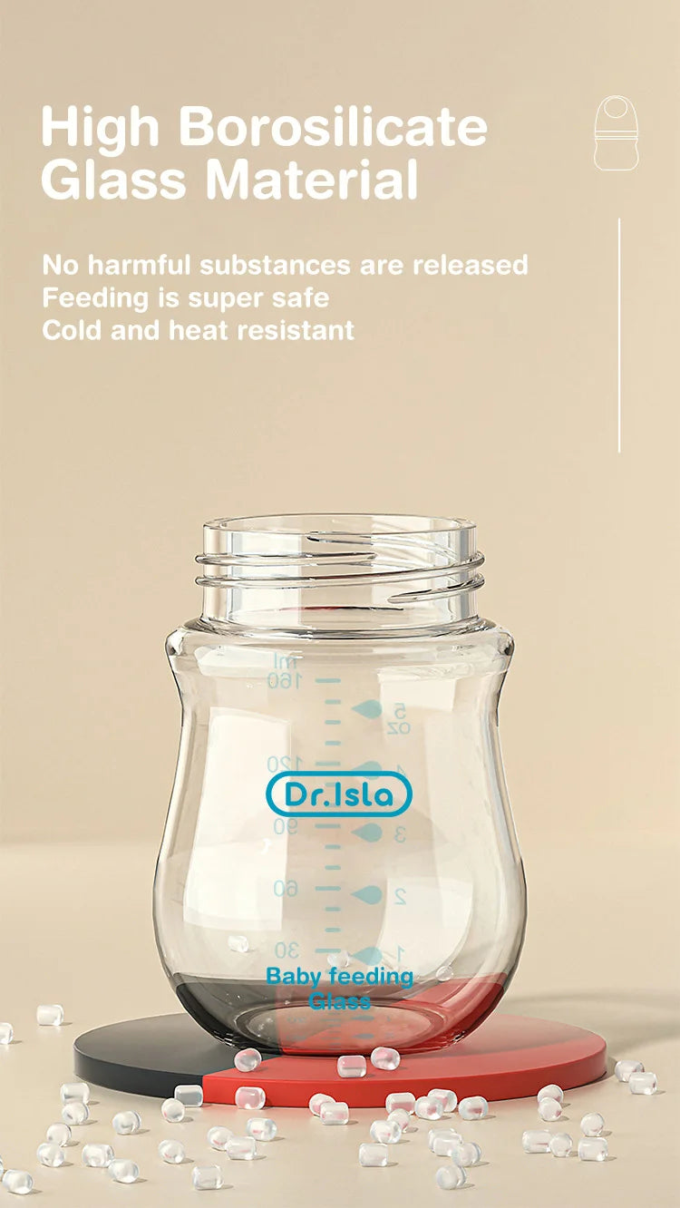 BPA-Free Glass Baby Bottle – Anti-Flatulence Newborn Feeding Bottle 90ml/160ml