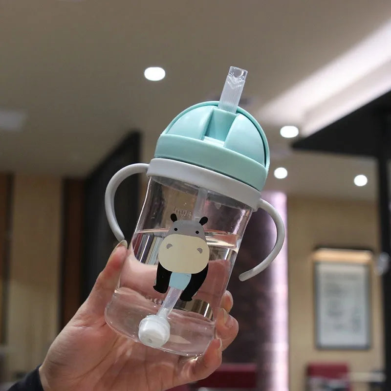 Kids 350ml Drinking Cup with Straw & Gravity Ball – Wide Neck Toddler Feeding Bottle