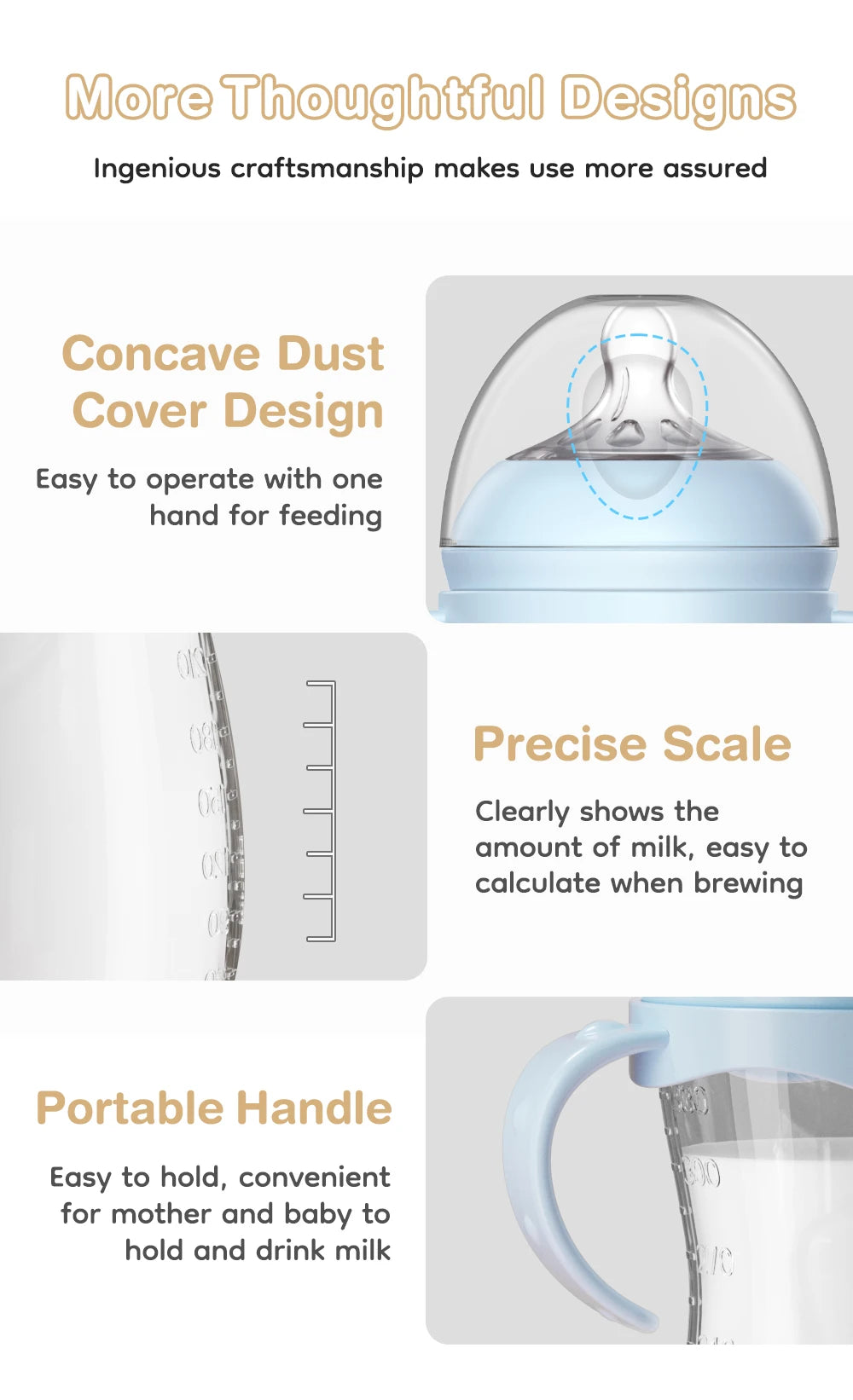 BPA-Free PP Baby Bottle with Handle – Newborn Feeding Bottle 150/240/330ml