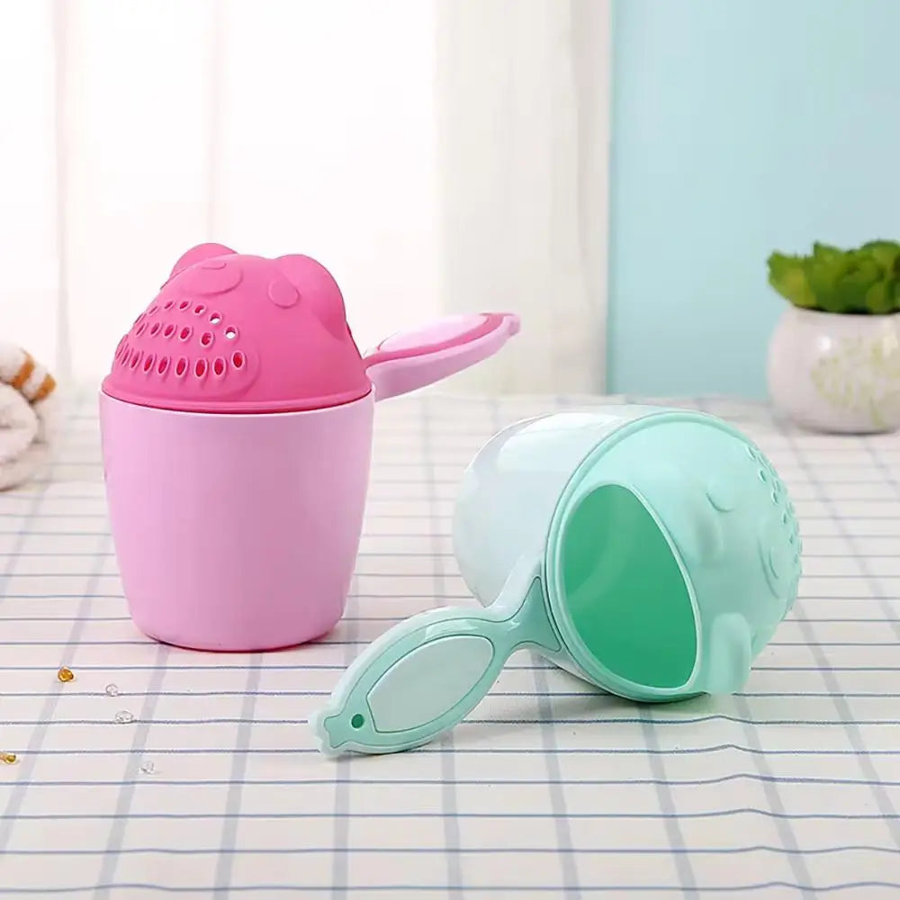 Cute Cartoon Baby Shampoo Cup & Bath Kit – Kids Hair Wash Bucket & Spoon Set