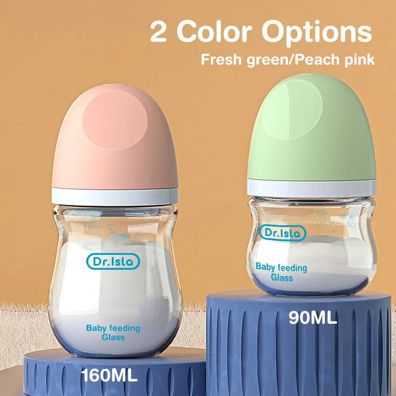 BPA-Free Glass Baby Bottle – Anti-Flatulence Newborn Feeding Bottle 90ml/160ml