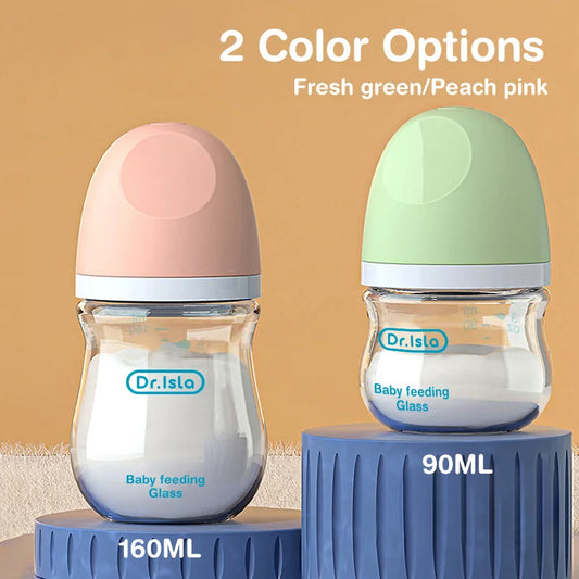 BPA-Free Glass Baby Bottle – Anti-Flatulence Newborn Feeding Bottle 90ml/160ml