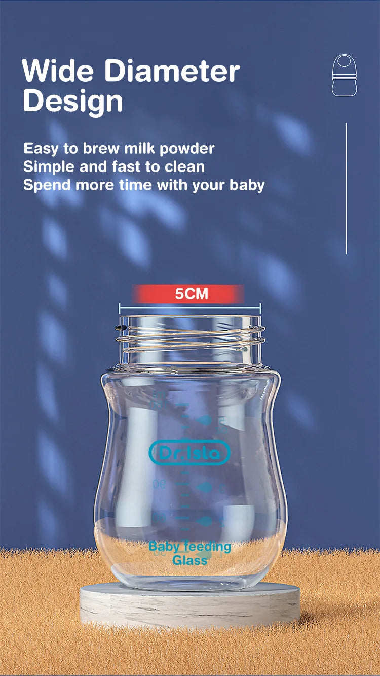 BPA-Free Glass Baby Bottle – Anti-Flatulence Newborn Feeding Bottle 90ml/160ml