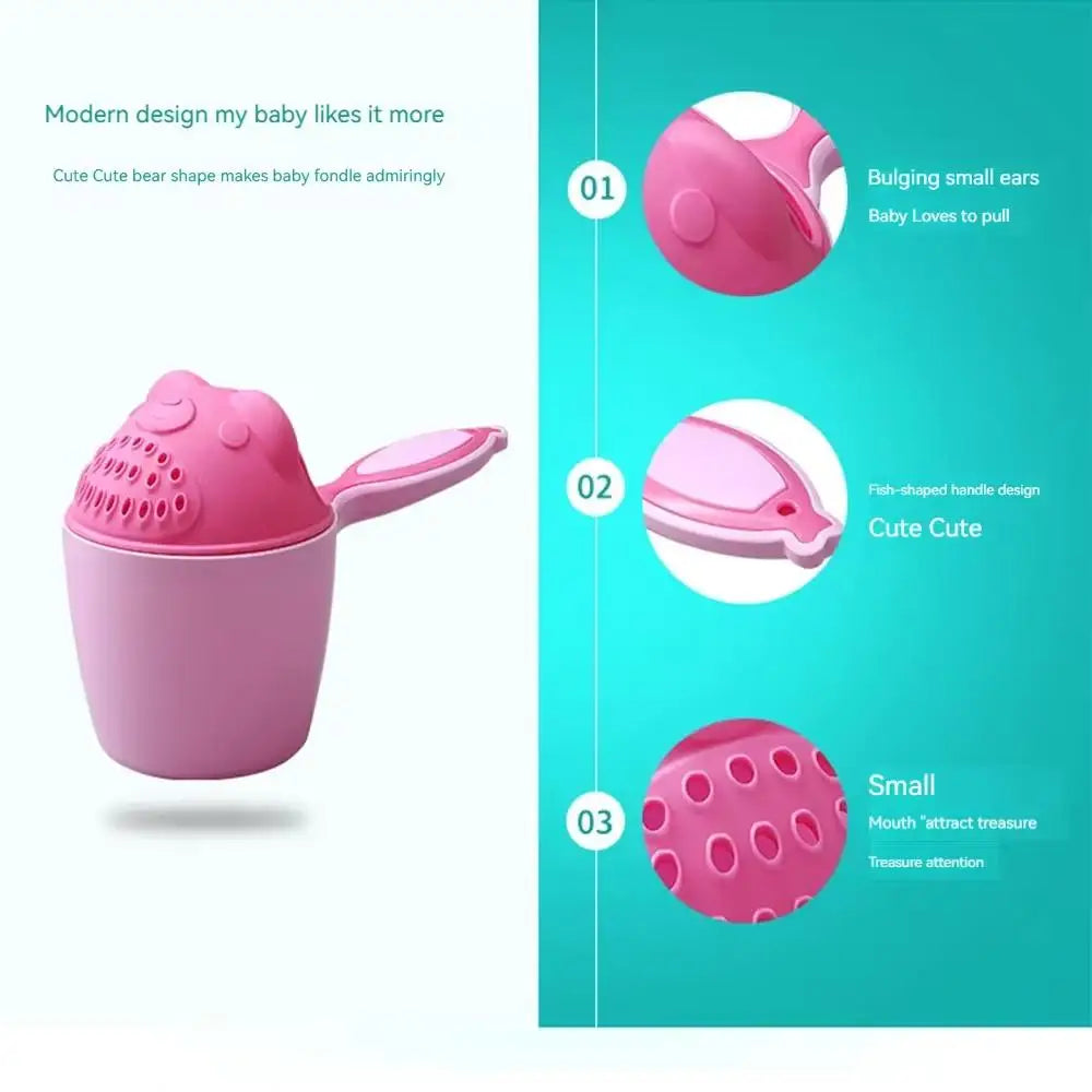Cute Cartoon Baby Shampoo Cup & Bath Kit – Kids Hair Wash Bucket & Spoon Set