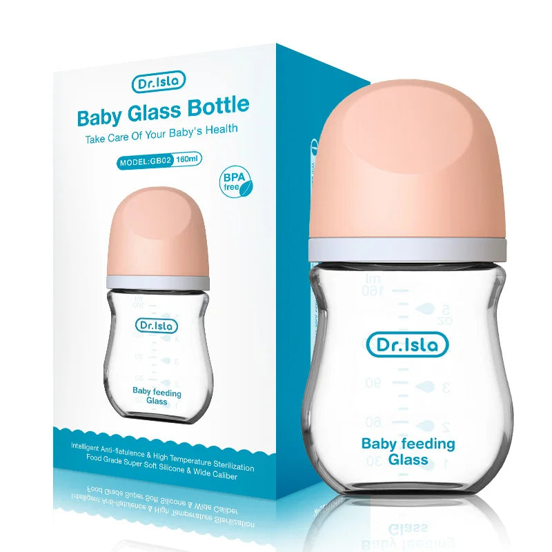 BPA-Free Glass Baby Bottle – Anti-Flatulence Newborn Feeding Bottle 90ml/160ml